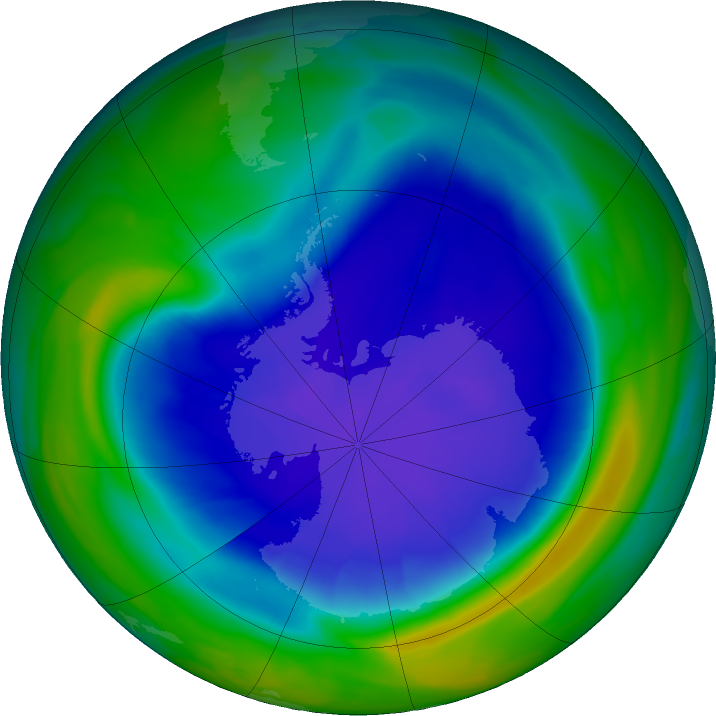 Antarctic ozone map for 18 September 2022